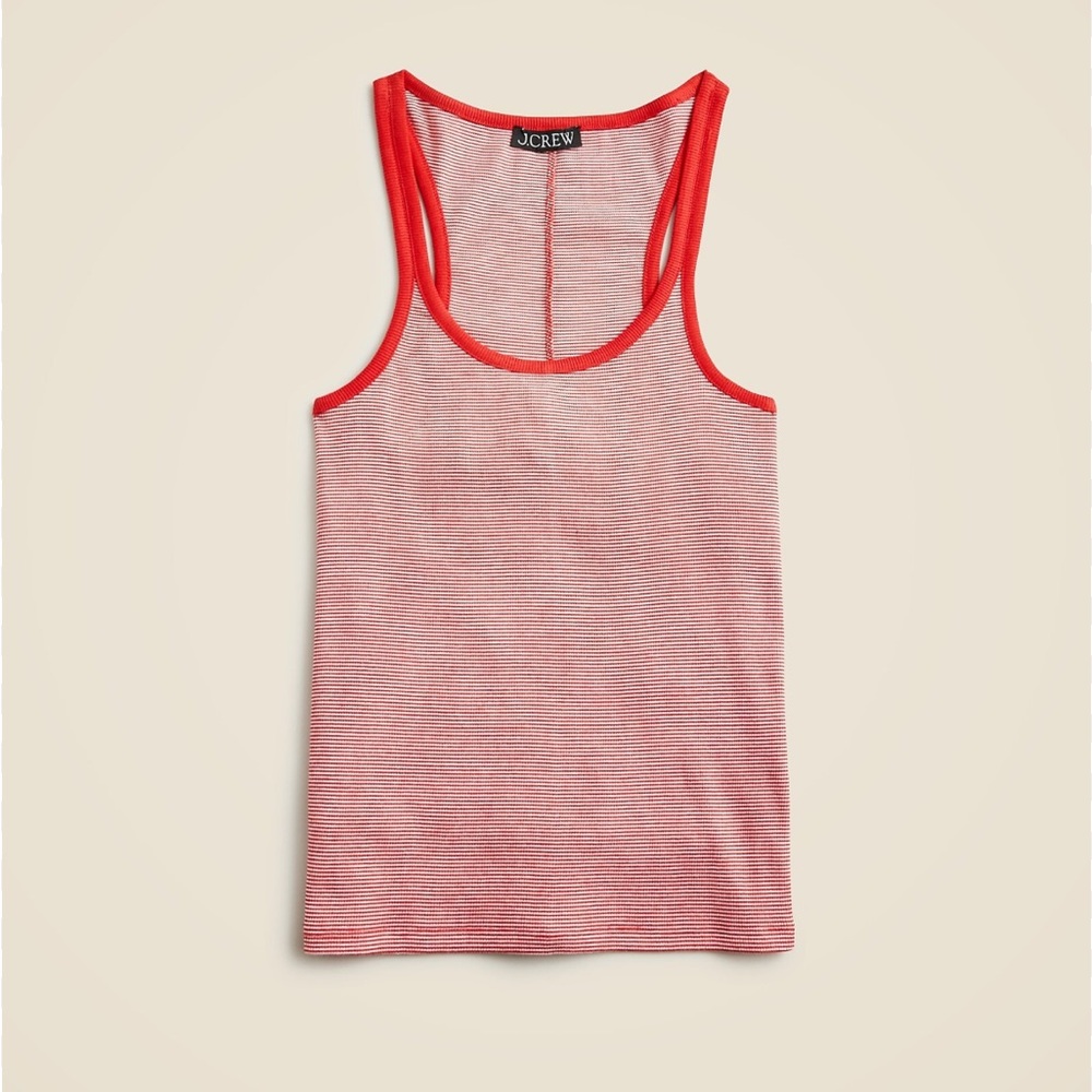 J. Crew Coral-Trim Striped Racerback Tank